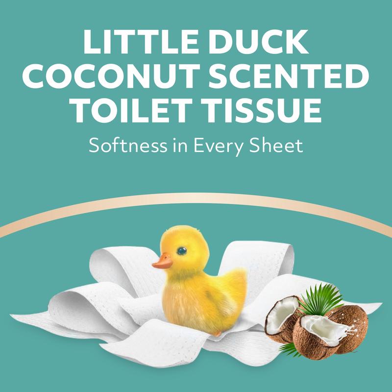 18 Rolls Little Duck Coconut Scented Quilted Bathroom Tissue - 3-Ply Luxury Toilet Paper - Soft, Strong, & Sustainable- Made in the UK 3