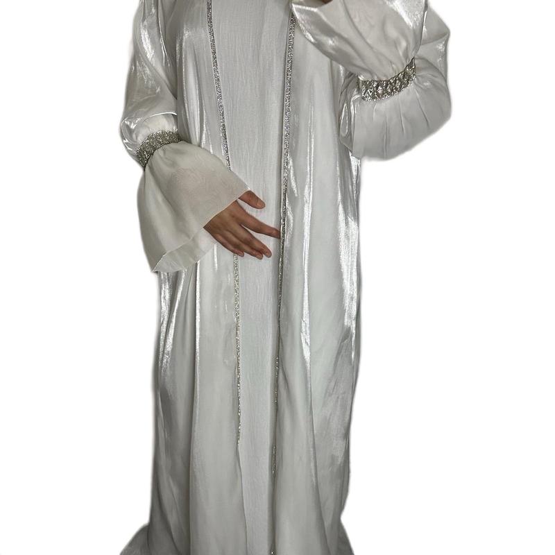 White Abaya with undergarment and scarf 2
