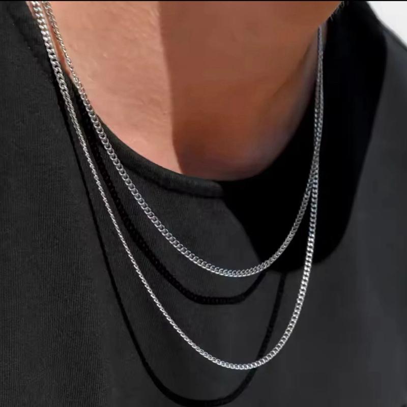 Men's Silver Cuban Link Chain - 3mm Width, 45-60cm Length rapper chains men - UK Delivery 2