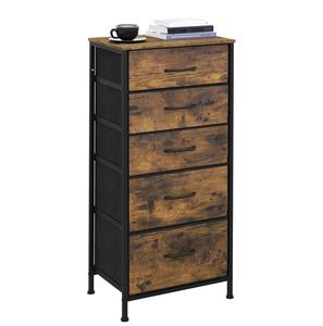WOLTU Chest of Drawers, Fabric Storage Drawer Unit with 5 Drawers, Organiser with Drawers for Bedroom, Playroom, Closet, Living Room, Vintage Storage Unit with Metal Frame, SSK004hov