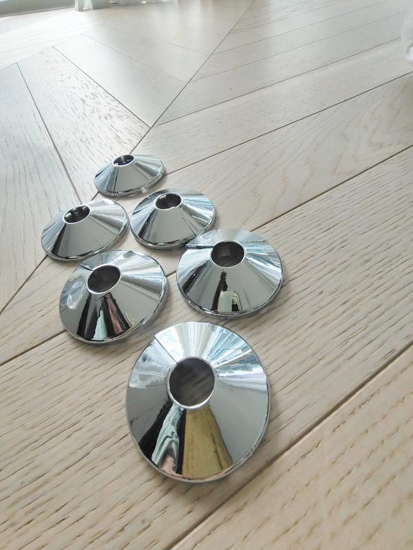 White Pipe Collars with Radiator Pipe Hole Covers - Set of 4 3