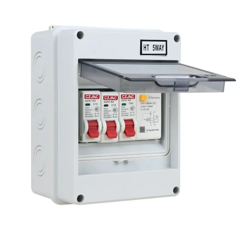 5 Way Garage Shed Camper Van Caravan Consumer Unit Fuse Box with RCD and 2 x MCB 8