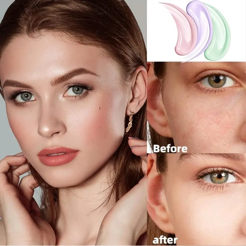 One Step Colour Corrector Primer,Face Primer Makeup,Pore Concealer Primer Cream,Colour Correcting Cream,Make Up Primer Base,Face Base Primer,Skin Primer,Oil Control,Brightening&Moisturizing 6