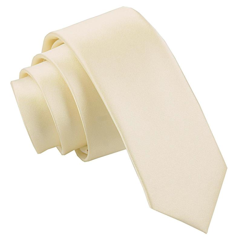 DQT Plain Satin Men's Skinny Tie Perfect for Weddings Formal Attire Special Occasions 3