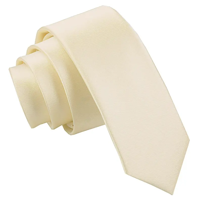 DQT Plain Satin Men's Skinny Tie Perfect for Weddings Formal Attire Special Occasions 3