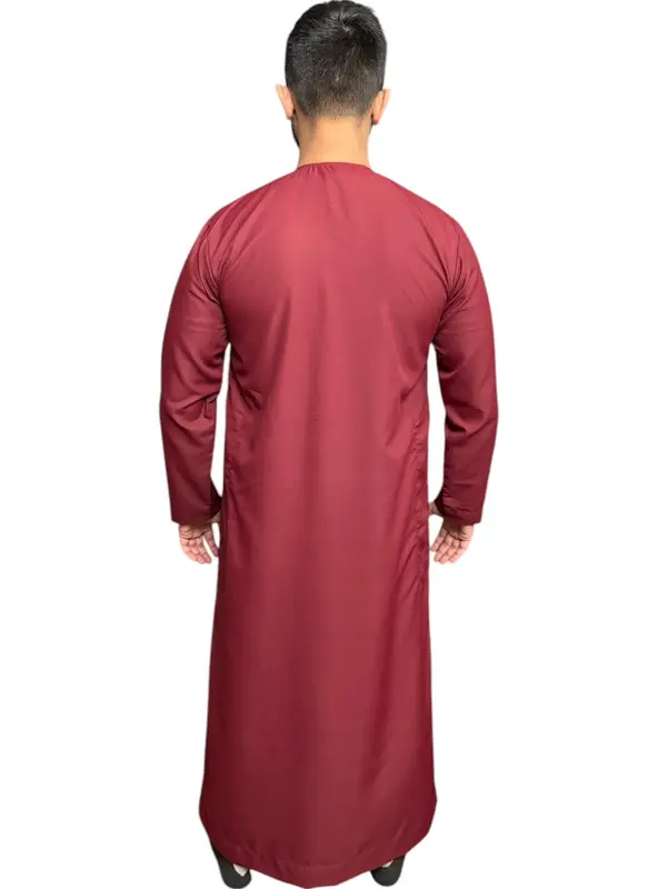 Premium Men's Maroon Zip Top Emirati Thobe - Regular Fit 2
