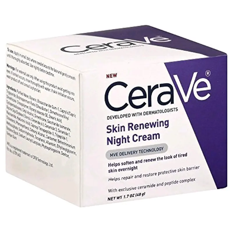 Loreal CeraVe Skin Renewing Night Cream | Niacinamide, Peptide Complex, and Hyaluronic Acid Moisturizer for Face Skin Repair Skincare Comfort Moisturizing | 1.7 Ounce 7
