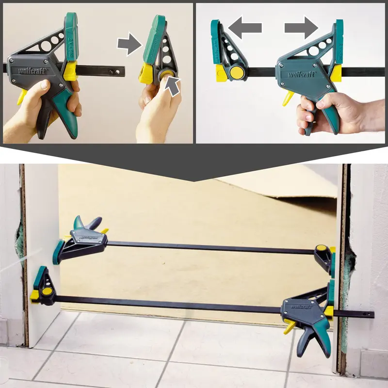 wolfcraft EHZ PRO One-Hand Clamp for Clamping and Opening, 100/450 mm 6