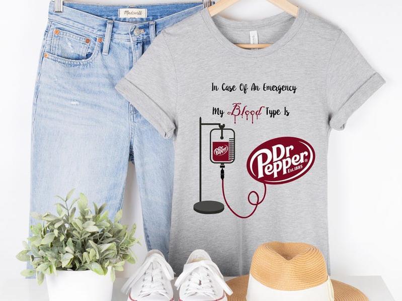 My Blood Type is Dr. Pepper Tshirt, Cute Dr Pepper Shirt, Gift For Her, Soda Shirt, Birthday Gift 2