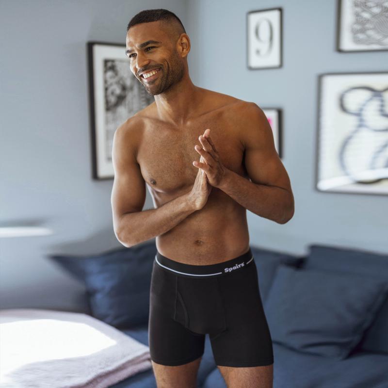 Spairs Men's 3 Pack Stripe & Plain Bamboo Keyhole Boxer Shorts 4