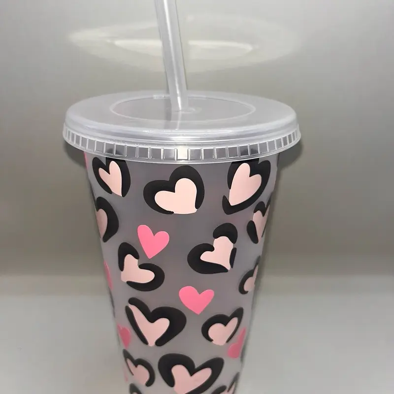 Love Hearts Cold Cup. Valentines , Pink Hearts Birthday, Wedding, Hen Party Gift 0