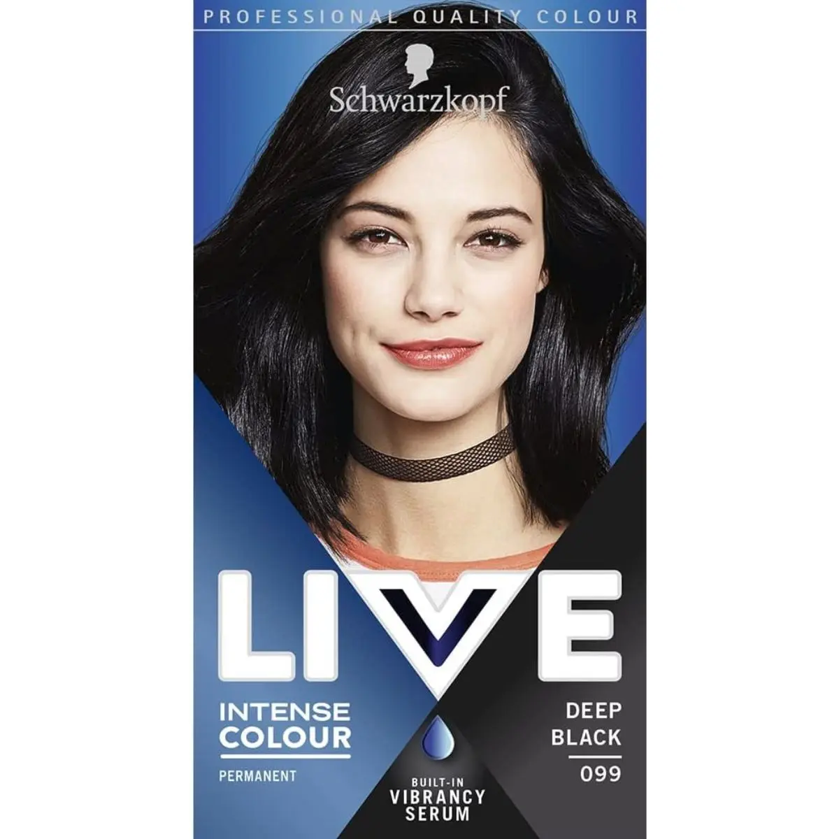Schwarzkopf LIVE Intense Colour Deep Black Permanent Hair Dye 099 with Vibrancy Serum for 100% Grey Coverage - Conditioner, Haircare