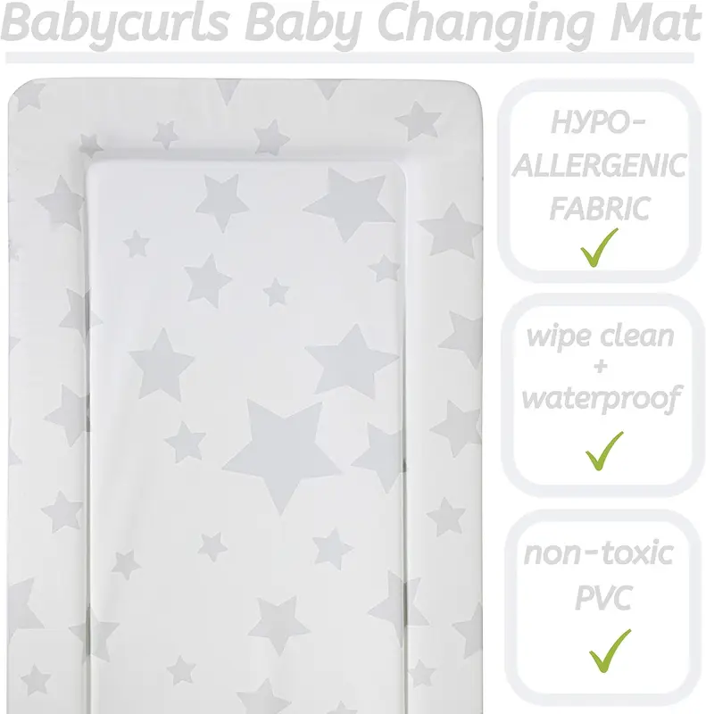 Baby Changing Mat with Foam Raised Soft Edges for Babies from Birth Upwards Wipe Clean and Waterproof Nappy Change Pad 76 x 45cm (Stars) 0