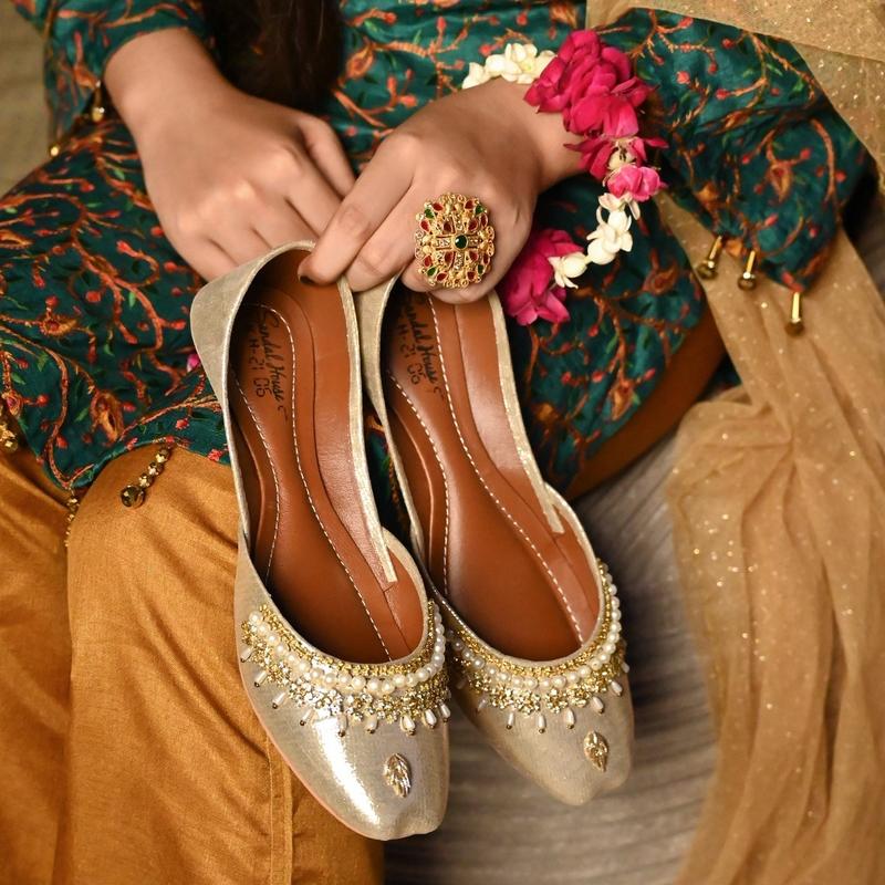 Handmade Ladies Pakistani Indian Khusa Sandal | Diamonte and Pearl Punjabi Jutti | Wedding shoes | Gift For Her | Gold Silver Black Pink Maroon Women Comfort Footwear 6