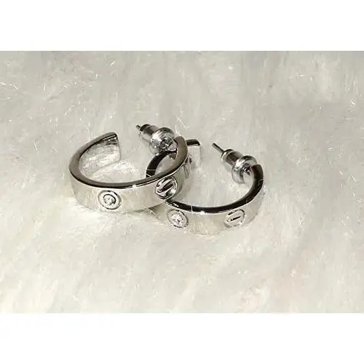 Gold Silver Popular Quality Small Hoop Earring wit Stones Jewelry For Women Gift 4