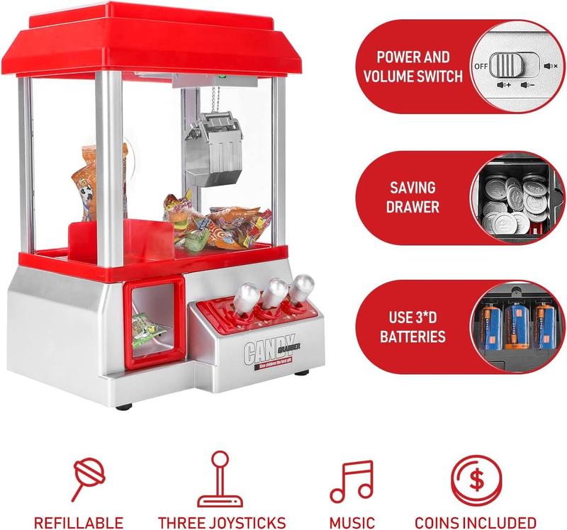 Arcade Candy Grabber Machine Toy Claw Game for Kids - Red 8