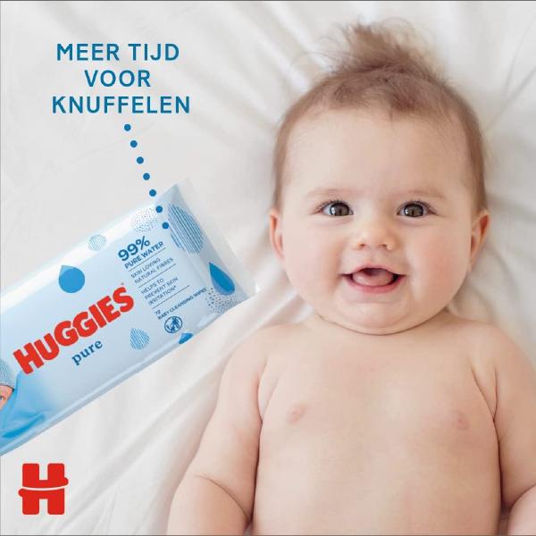 Baby Wet Pure Extra Care Wipes - Pure Baby Wipes - Pack of 10 (10 x 56 Packs, Total 560 Wipes) Maxi Pack for Gentle Cleaning and Protection huggies 3
