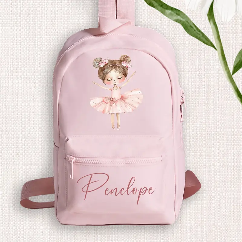 Mini Pink Girl Wreath Ballerina Ballet Dancing Girls Tutu Backpack, Kids Children's Rucksack Bag, Dance School Nursery School, Personalised With Name Custom Text, Unisex For Boys And Girls, Custom Changing Bag, Day Out Bag 0