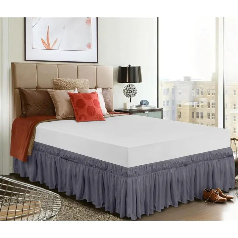 Utopia Bedding Valance Sheet Double - 135 x 190 cm - Easy Wrap Around Elastic Bed Skirt - Soft Brushed Polyester Microfiber Bed Ruffle with a Drop of 40 cm - Grey 5