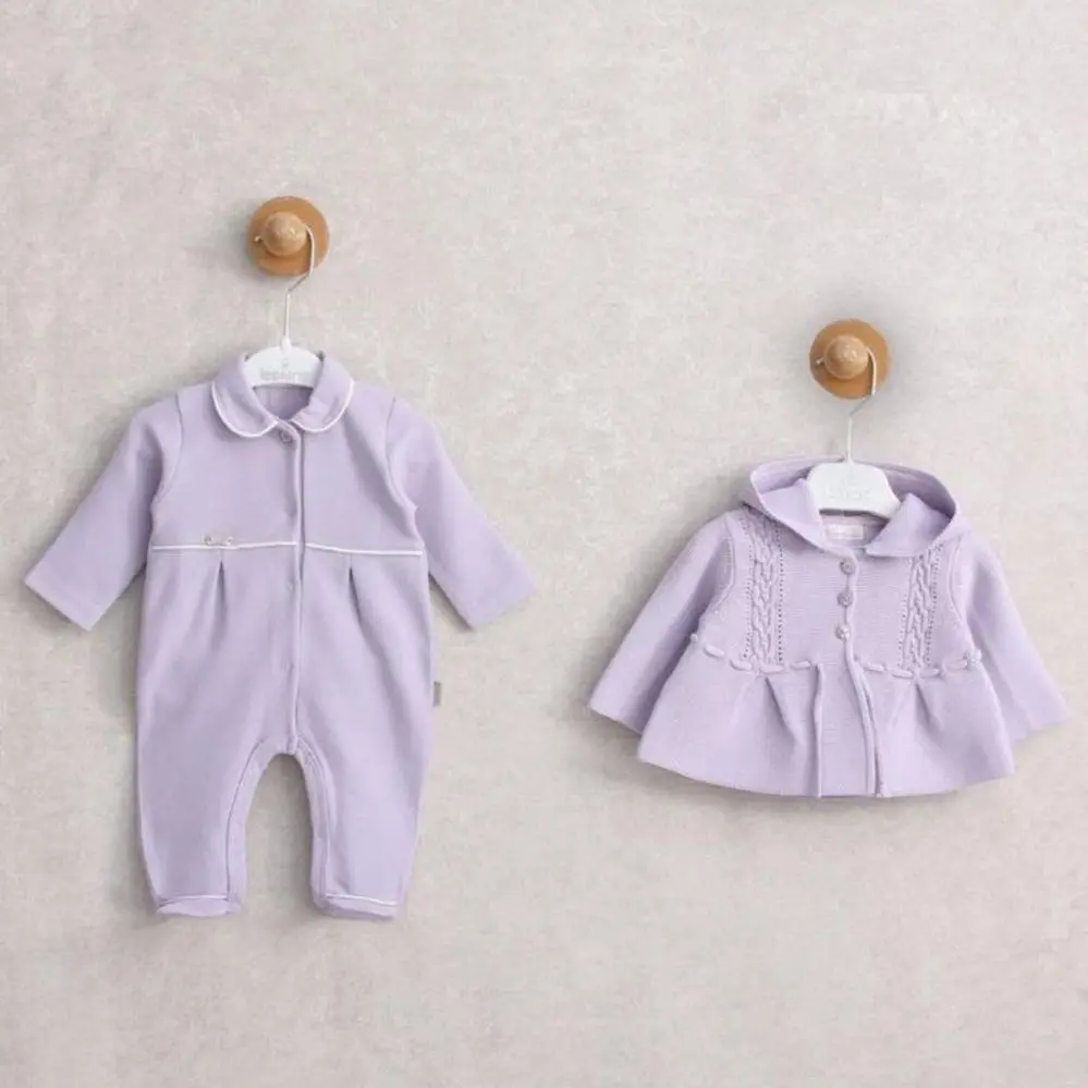 Baby 2-Piece Set with Romper and Knitted Coat