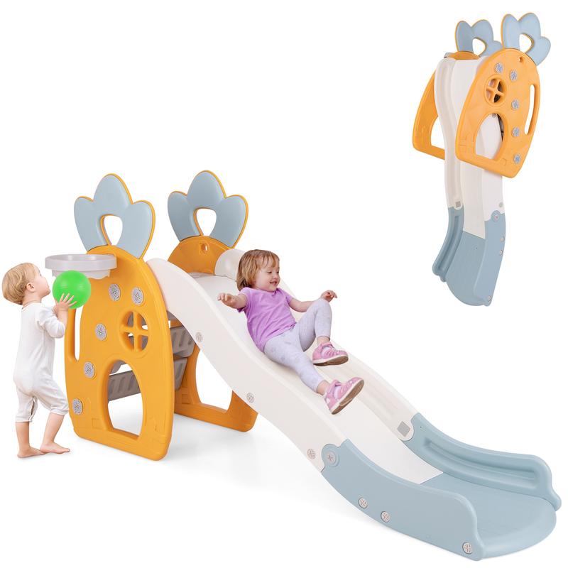 COSTWAY Freestanding Kids Slide Indoor Foldable Kids Slide with Climber 1