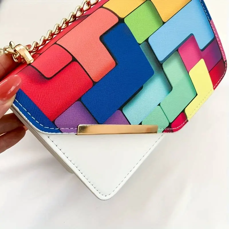Crossbody Bag, Versatile Shoulder Purse for Fashion Forward Women, Color Block Flap Design, Multi colored hand bag, Trending for all dresses, for girls ,Gift for her, Women hand bag for  events, Lightweight & Durable, Bag for Daily Style trendy  bags