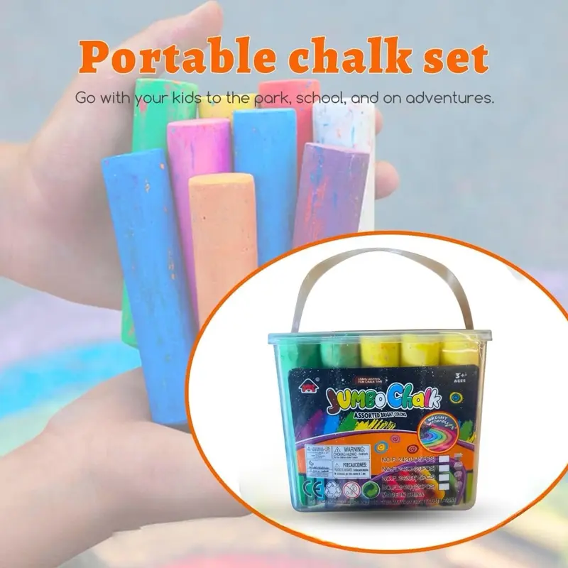 15 PCS Washable Jumbo Sidewalk Chalk Set - Non-Toxic Chalk for Schools, Outdoor Art, Chalkboard & Playground - Jumbo Chalk for Kids' Creative Play, Painting, Writing & Drawing - FL24201 3