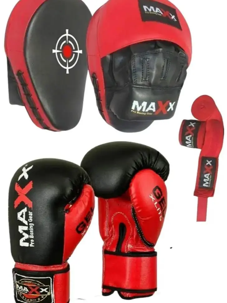 Maxx Pro Boxing Focus Pads and Gloves Training Set with Hand Wraps - Durable and Comfortable