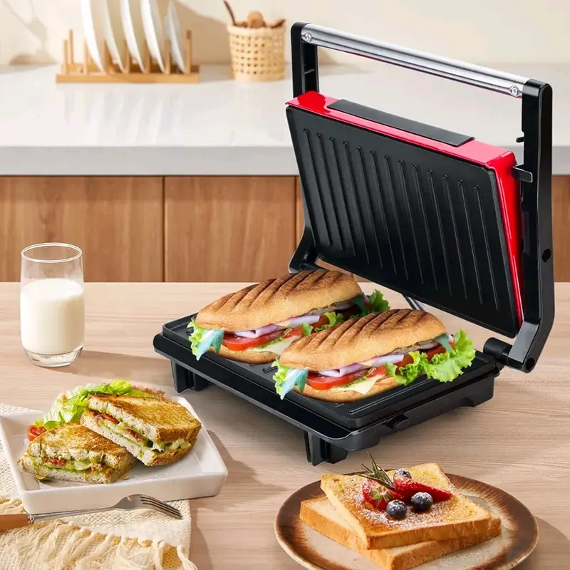 Aigostar Sandwich Toaster - Non-Stick Plates, Easy to Clean, 750W - Warmer, Deep Fill Toastie Maker, 2 Slice Panini Press 0
