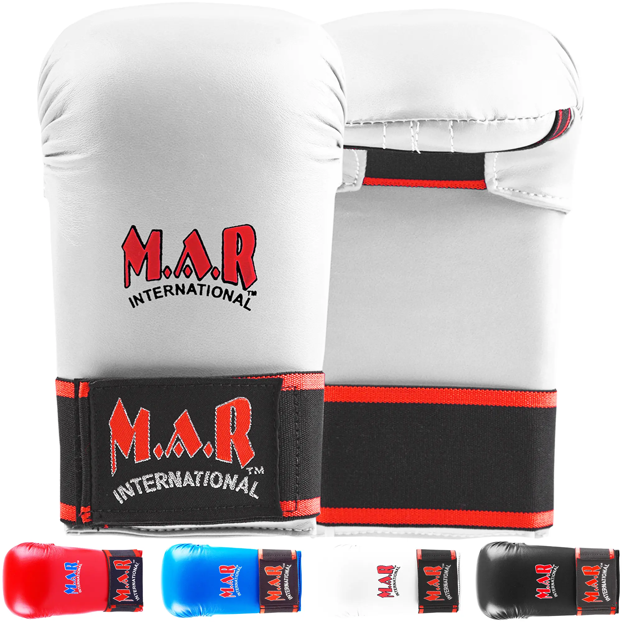 MAR | White Karate Mitts for Martial Arts Fighting, Sparring & Training Gloves, Lightweight MMA Gloves, Karate Mitts, Molded Foam Padding Semi-Contact Gloves, Mixed Martial Arts Gloves