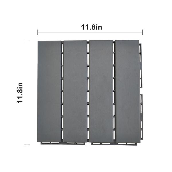 Plastic Interlocking Deck Tiles, 27 Pack, 11.8"x11.8" Waterproof Flooring Tiles for Indoor and Outdoor, Dark Grey ,Patio Floor Decking Tiles for Porch Poolside Balcony Backyard, BRANDED 1