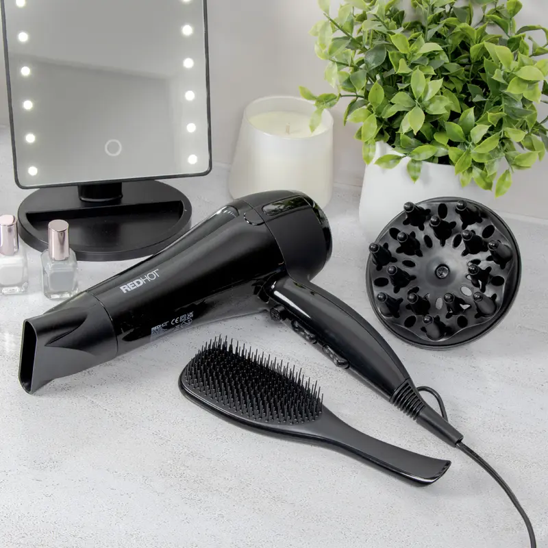 Red Hot Professional Hair Dryer with Diffuser 8