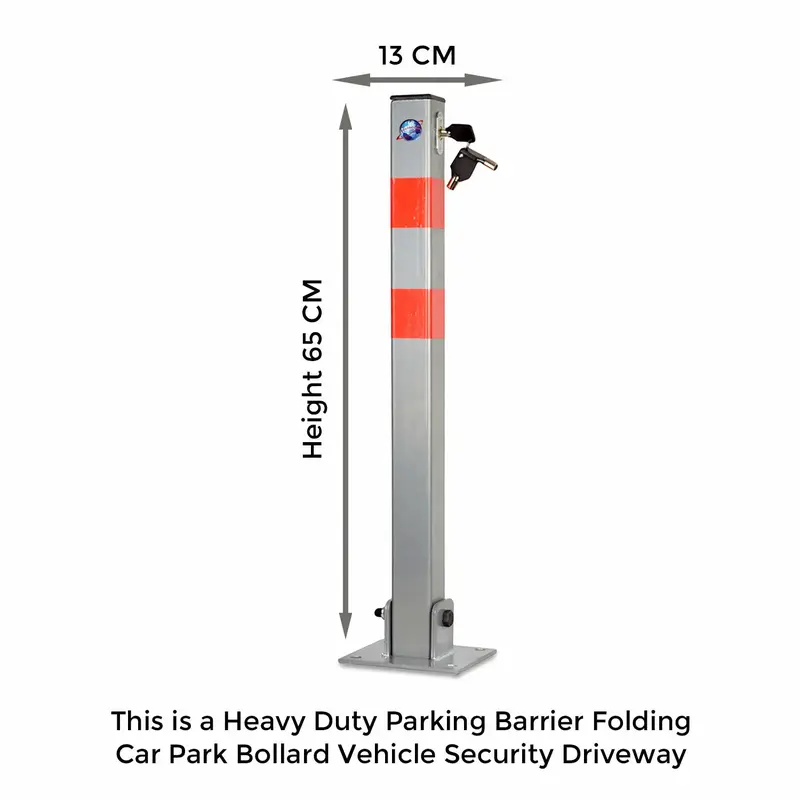 LOCKABLE PARKING BARRIER FOLDING CAR PARK BOLLARD SECURITY DRIVEWAY POST 3 KEYS 3
