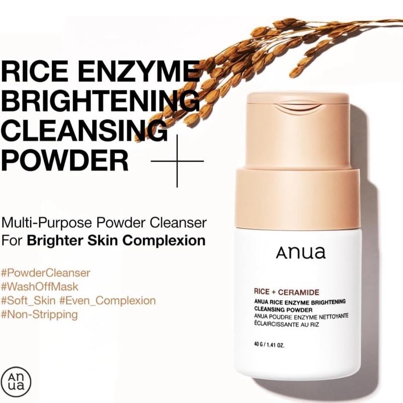 ANUA RICE ENZYME BRIGHTENING CLEANSING POWDER, Rice Mask, Ceramide, Gentle Face Wash for Brightening, Radiant Skin, Facial Cleanser for Dry Skin, Korean Skincare, Fragrance Free, 40g/1.41fl.oz. 1