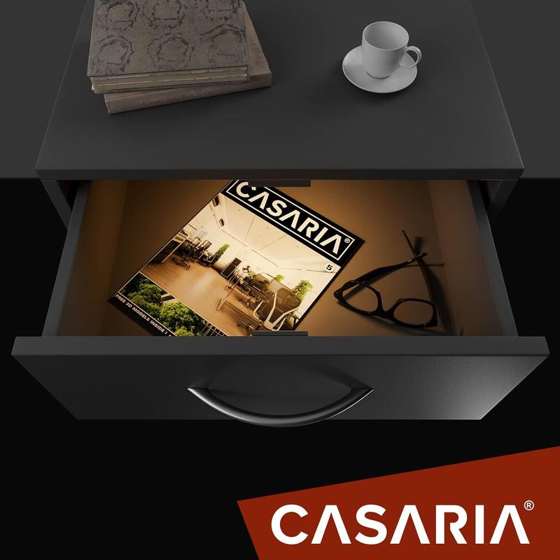 Product Introduction of 3-Drawer Bedside Table | With LED Lighting | Chest Of Drawers | 3 Drawers | Cable Routing Hole | Wall Mounting Option | Bedroom Nightstand | 54x39x28cm | Anthracite Grey 12