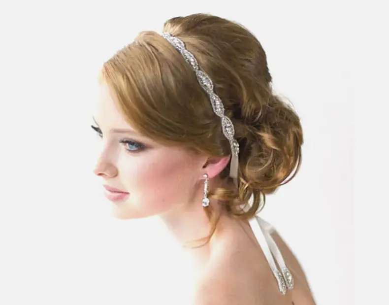 Bridal Headband with Rhinestones and Crystal Embellishments for Flowergirls 0