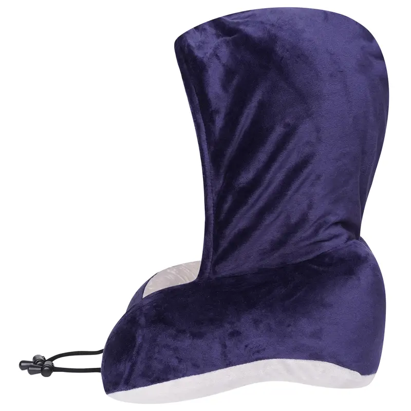 Sam Caan Travel Pillow for Airplane Hooded Neck Pillow Comfortable Memory Foam Lightweight Soft Neck Cushion with Hood for Head and Neck Support for Adults with Carry Bag 3