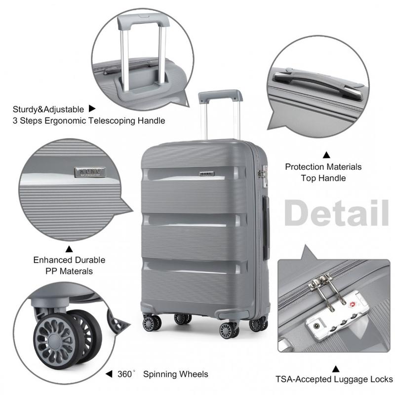 [MissLulu Bags] Bright Candy Design Hard Shell Polypropylene 20''/24''/28'' Suitcase with TSA Lock and 14'' Vanity Case Classic Collection - Grey 3