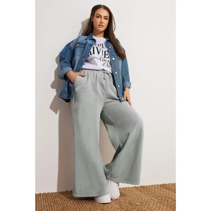 YOURS Curve Grey Wide Leg Joggers 1