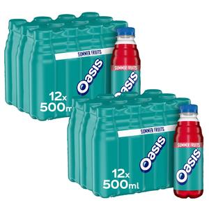 Oasis Summer Fruits Juice - Pack of 24 Bottles, 500ml Each - Beverage Clearance, Deals, Bulk Drinks
