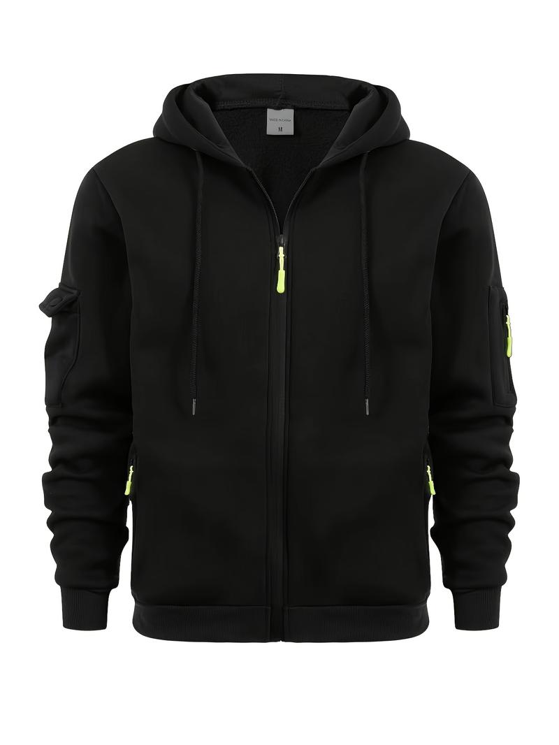 Product Introduction of Trendy Solid Color Hooded Long Sleeve Zip Up Sweatshirt Jacket - Fashion Hoodies with Chic Design, Comfy Sports Wear for Casual Occasions - Soft, Breathable, and Stylish Menswear Tops 14