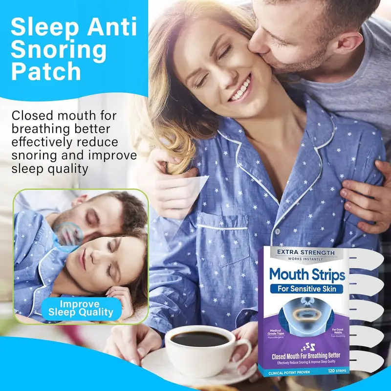 Mouth Tape for Sleeping, 120Pcs Sleep Mouth Tape, Comfortable Anti Snoring Mouth Strip for Less Mouth Breath, Promote Better Nighttime Sleeping and Snoring Relief Gift Skincare 6