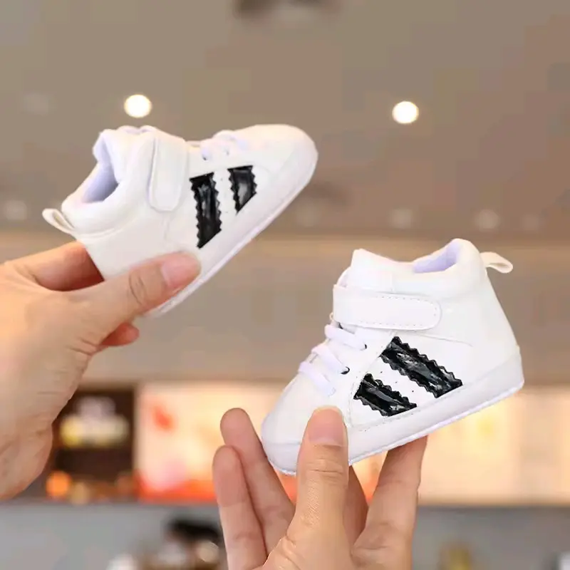New 0-18M Baby Shoes Boy Newborn Infant Toddler Casual Comfor Cotton Sole Anti-slip PU Leather First Walkers Crawl Crib Shoes + kids toys + shoes + socks + baby clothes