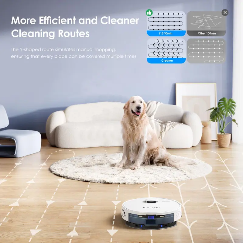 Lubluelu L15 Robot Vacuum And Mop Combo 5000Pa, Auto-Charging, 5 Maps, Robot Vacuum, 30 No-go Zones, 3 In 1 Robot Vacuum Cleaner 2
