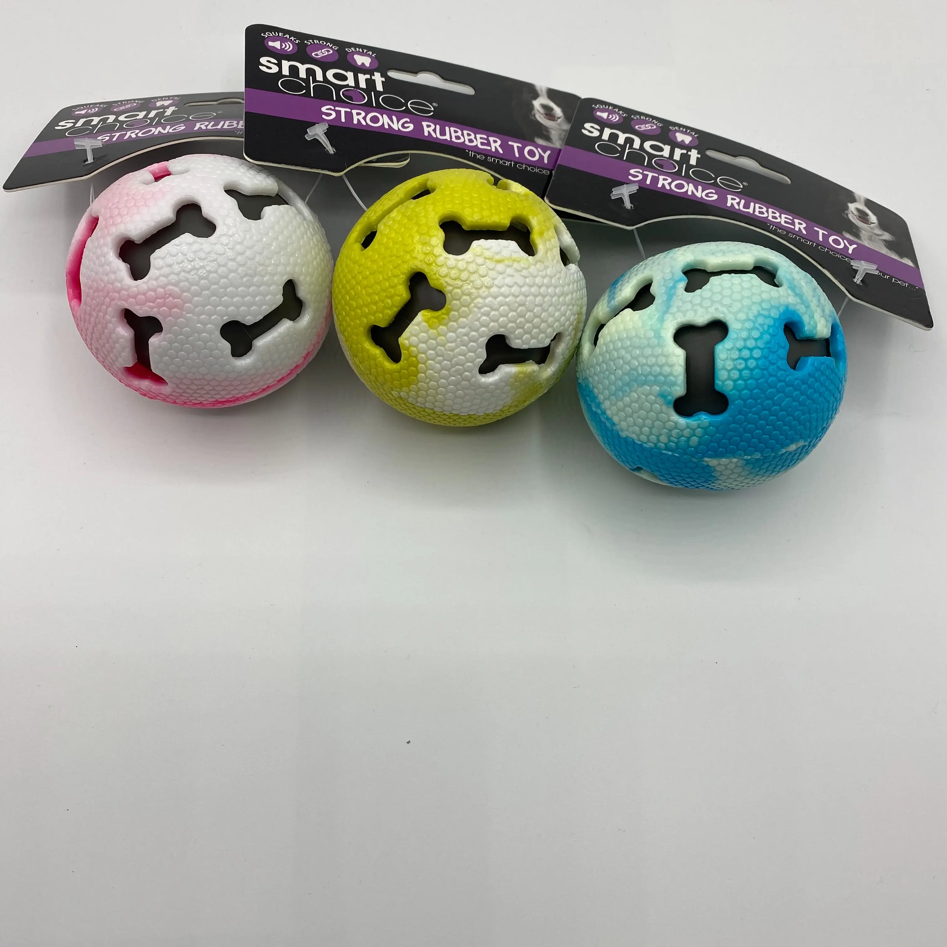 Rubber Squeaky Ball Dog Toy Various Colours Size 7.5cm