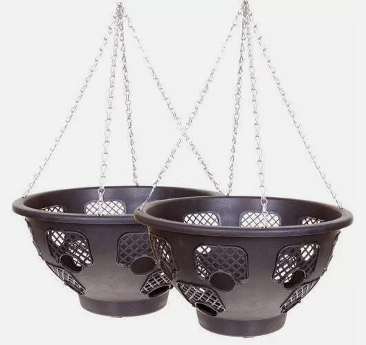 Product Introduction of 15" Large Easy Fill Plastic Hanging Baskets Garden Basket Black (Set of 2) 3