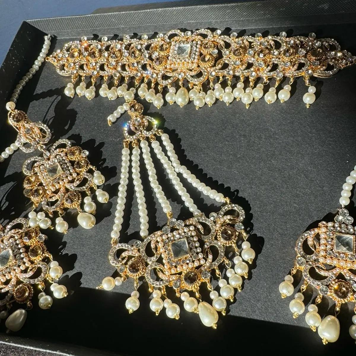 Gulrukh - Full set with jhumar, earrings, tika and choker available in 6 colours