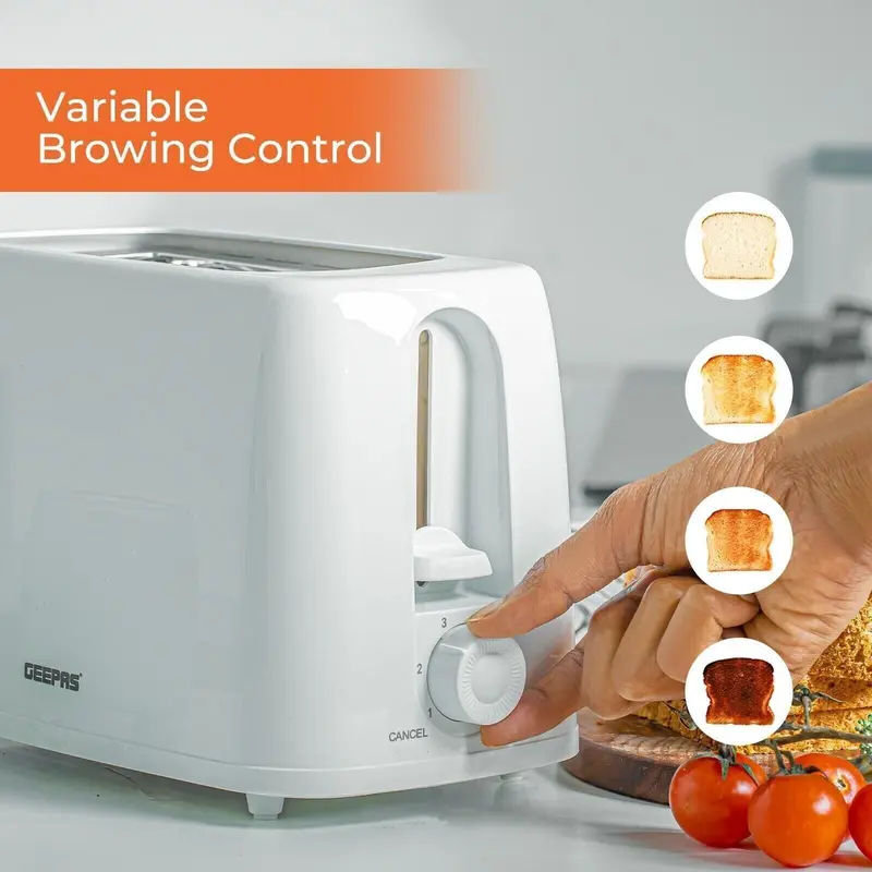 2 Slice Bread Toaster 6 Level Browning Control with Crumb Tray 650W White 1