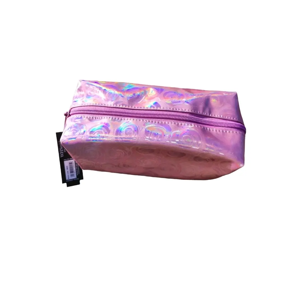 WHSmith Elegant Pink Rose Design Cube Pencil Case With Pink Zip Closure