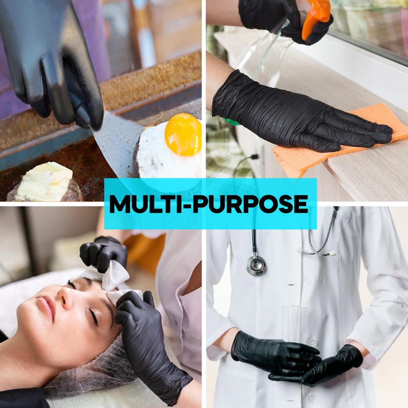 Superguard GB Black Disposable Heavy Duty Nitrile Wazir-4 Gloves Box Of 100 AQL 1.5 Cleaning Home Garage Tattoo Garden Kitchen Cover Industrial Engineeering Rubber Meachanic Painting Household 8